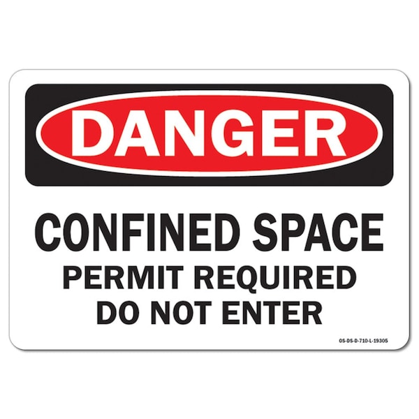 OSHA, Confined Space Permit Required Do Not Enter, 5in X 3.5in, 10PK, 3.5" H, 5" W, Landscape, PK10